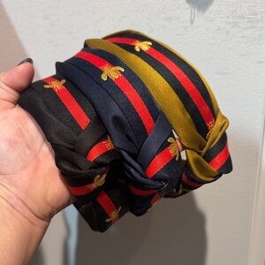 Stylish Striped Headbands with Bee Embroidery